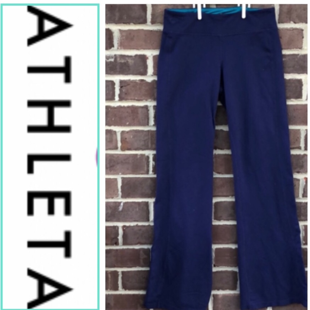 Athleta women’s workout pants 2 tone blue cool max